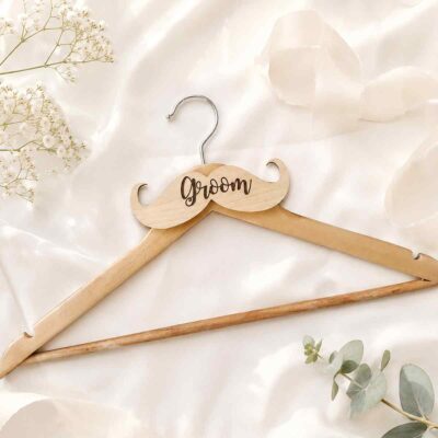 Wooden Moustache Groom Hanger